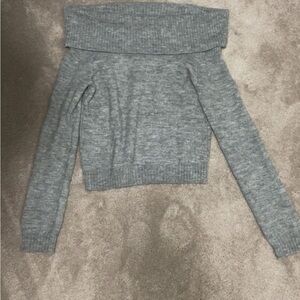 H&M Heather Gray Off-Shoulder Sweater